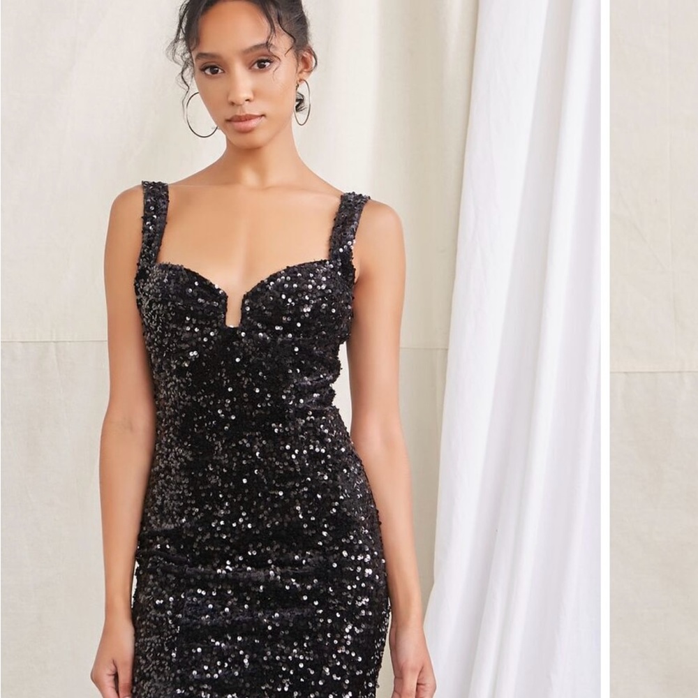 Sequin Black Mini Dress Size M